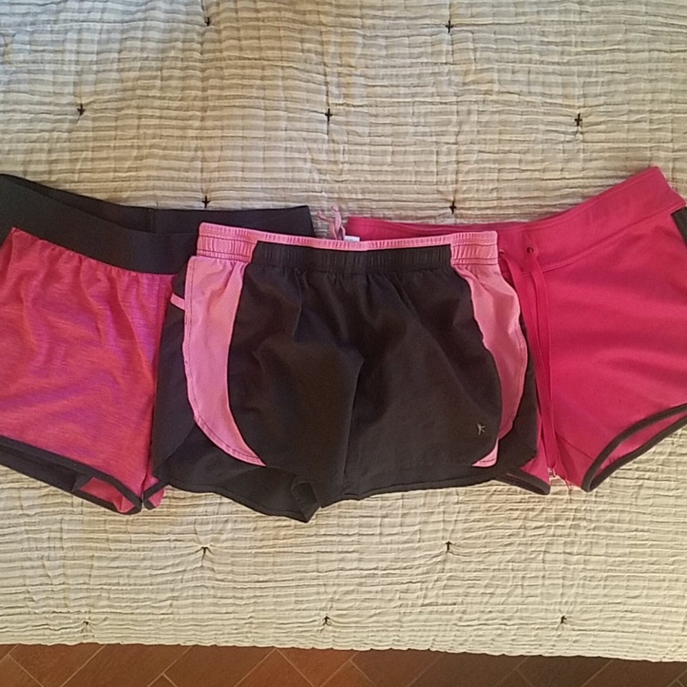 Set of 3 pink and black gym shorts